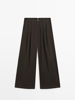 Massimo Dutti Атласные брюки с вытачками, цвет верблюжьей шерсти