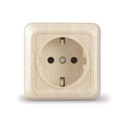 Розетка одноместная "UNIVersal" серия "Олимп" с/з, о/у, 16А, 220В, сосна (еврослот) (E2331)