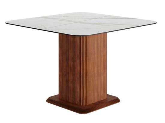 Квадратный обеденный стол DRAGON с матовой керамикой, опора шпон