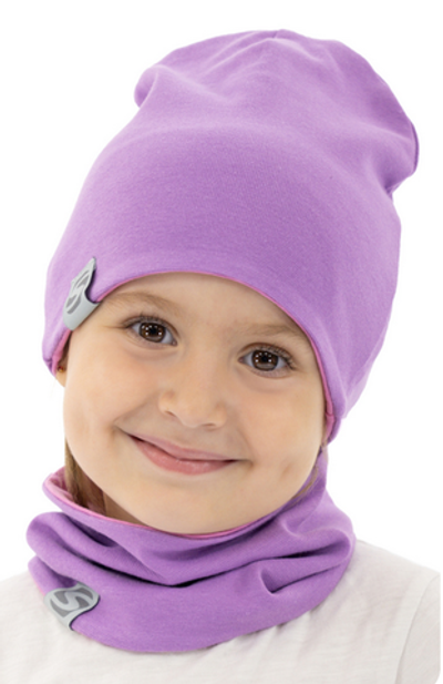 Комплект Шапка/снуд двусторонний р.52 сиреневый ( Smail)