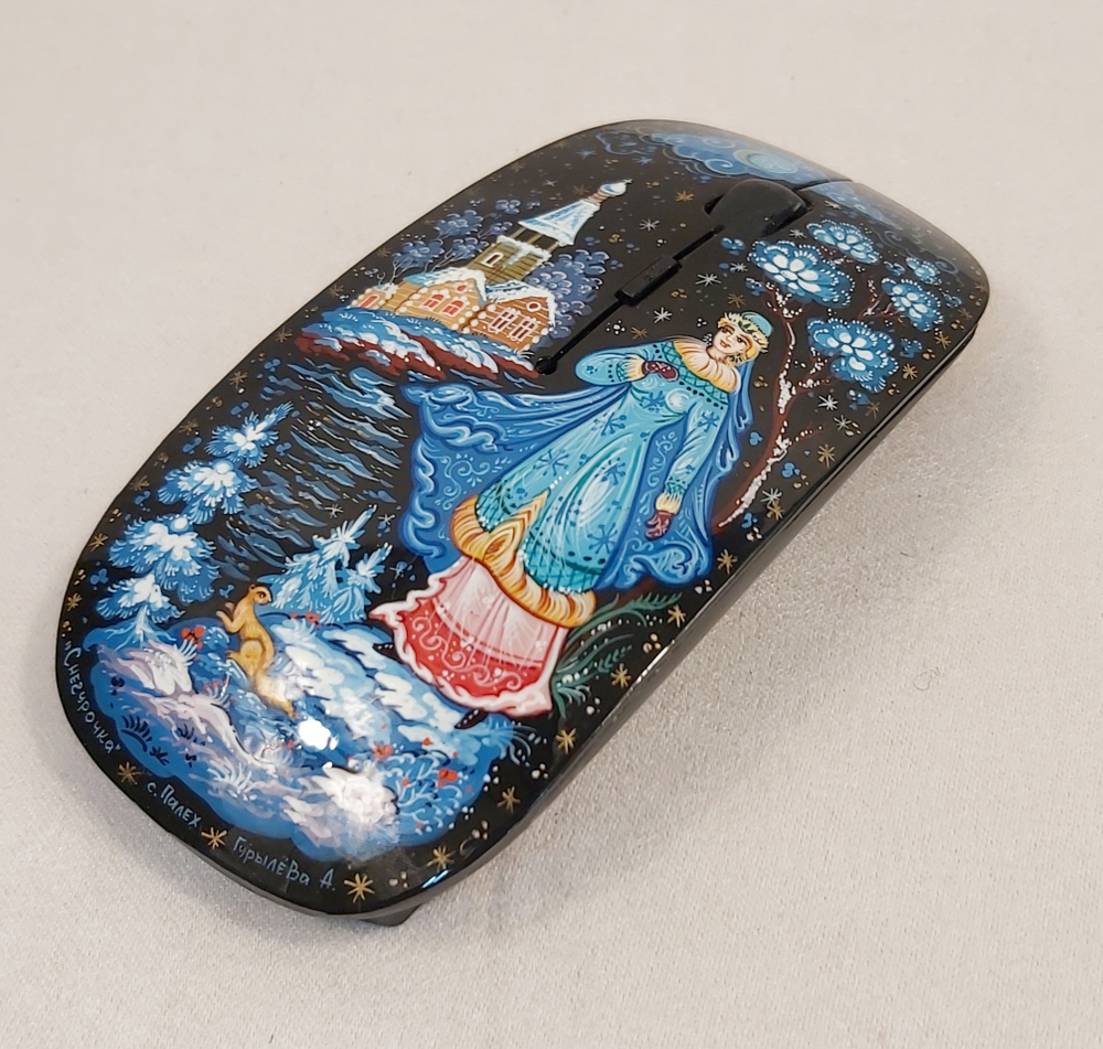 Мышь беспроводная, с ручной росписью Палех "Снегурочка" N4
