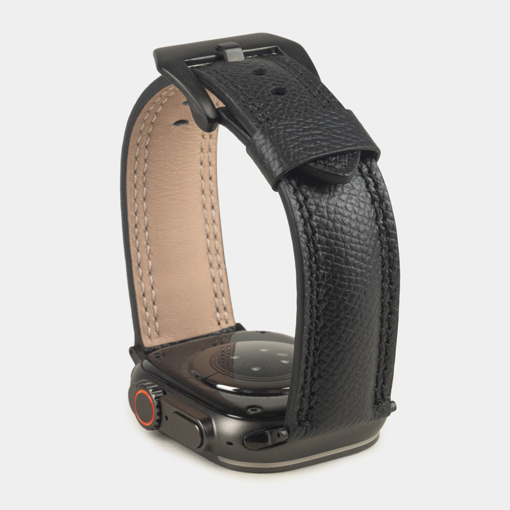 Ремешок для Apple Watch Ultra 49mm из кожи сафьяно,черного цвета
