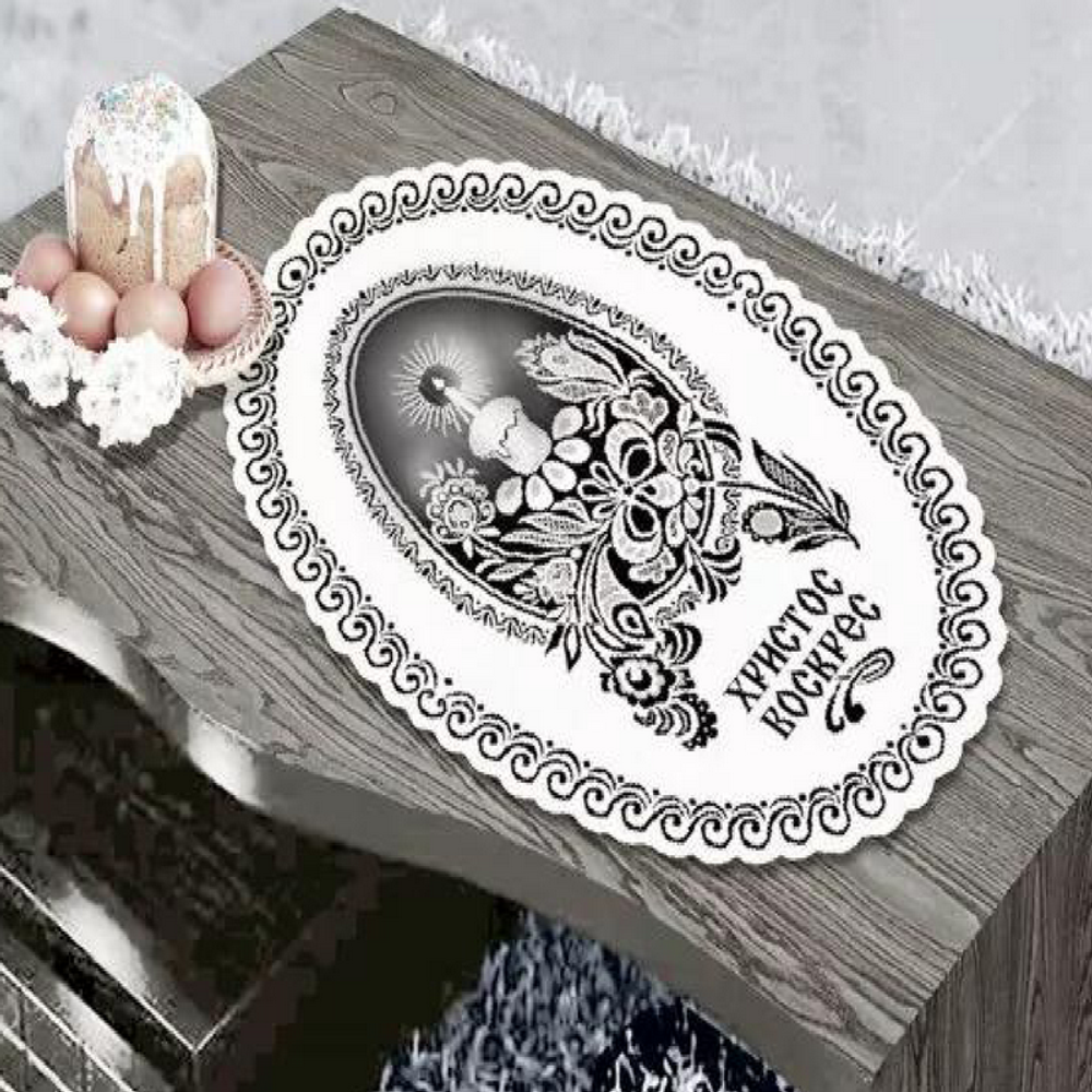 Салфетка ажурная &quot;ФМ. КУЛИЧ&quot; рис. 2-09-48, 65*43 см,  цвет белоснежный, Россия.