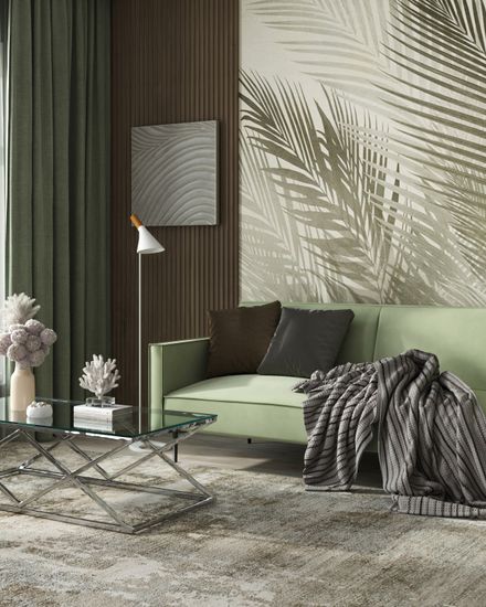 Диван прямой Кассель велюр светло-салатовый