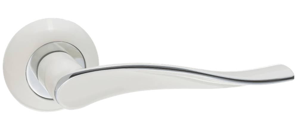 Ручка круг Ренц Модена, цвет белый/хром ЦАМ (гарантия - 10 лет)