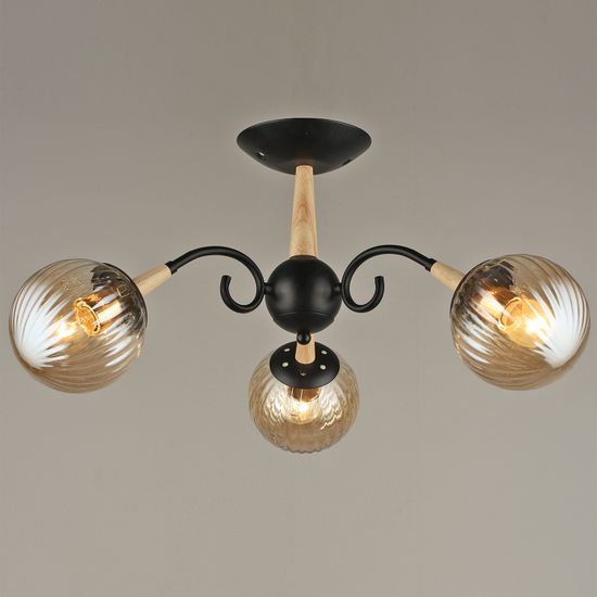 Люстра потолочная Reluce E27 04886-0.3-03 BK+WOOD