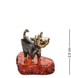 Народные промыслы AM-2833 Фигурка «Бычок» (латунь, янтарь)