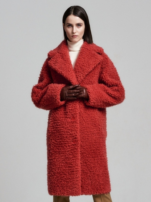 Шуба женская чебурашка на зиму, красная, SilverFox