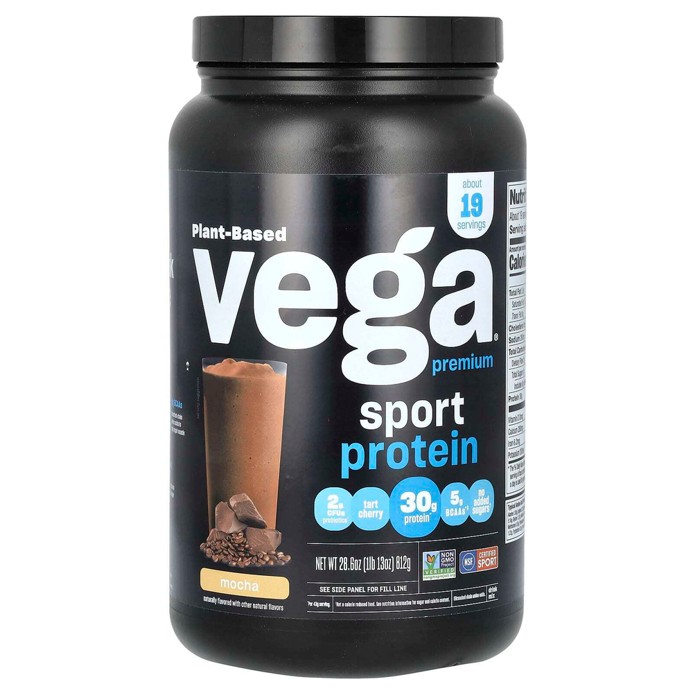 Vega, Sport, растительный протеин премиального качества, со вкусом мокко, 812 г (1 фунт, 13 унций)