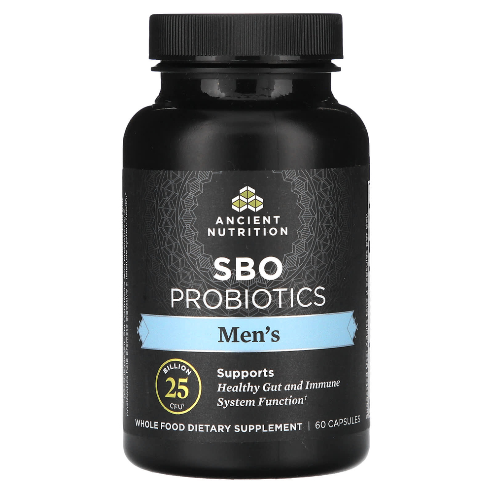 Ancient Nutrition, Men's SBO Probiotics, 25 Billion CFU, 60 Capsules