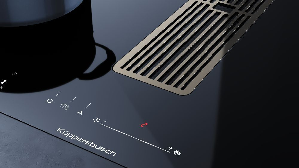 Индукционная варочная панель с вытяжкой Kuppersbusch KMI 8590.0 SR Black Chrome