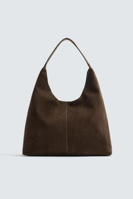 ZARA ОДНОТОННАЯ СУМКА-ШОПЕР, КОРИЧНЕВЫЙ