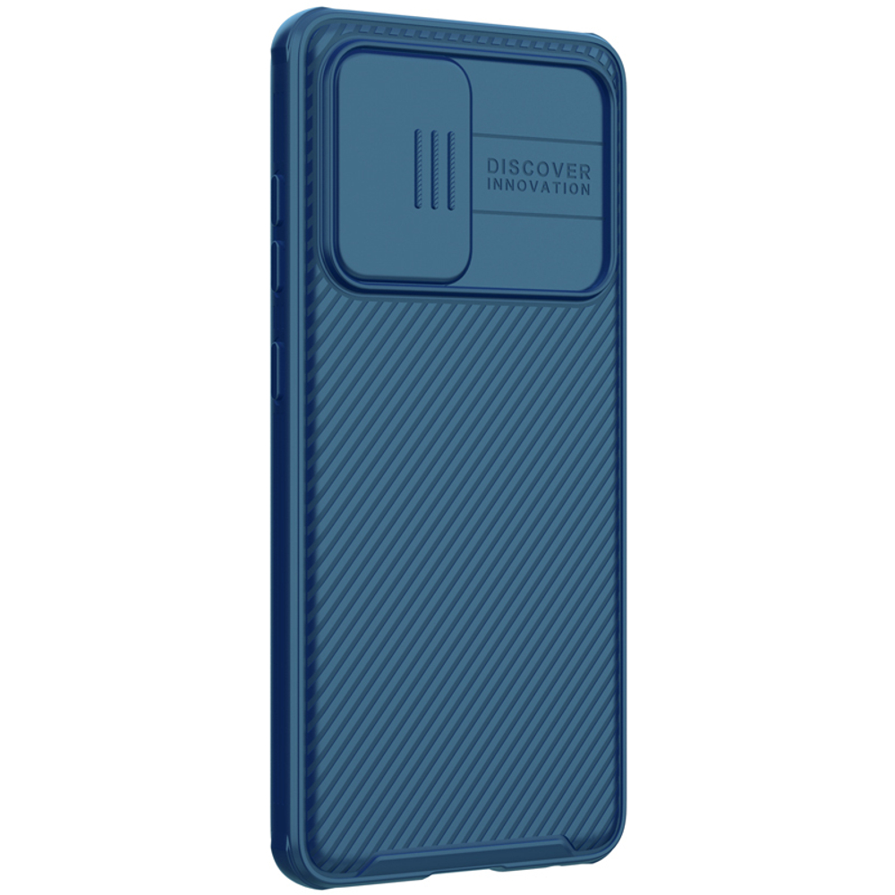 Чехол синего цвета от Nillkin CamShield Pro Case для Samsung Galaxy A52 (4G/5G), с защитной шторкой задней камеры