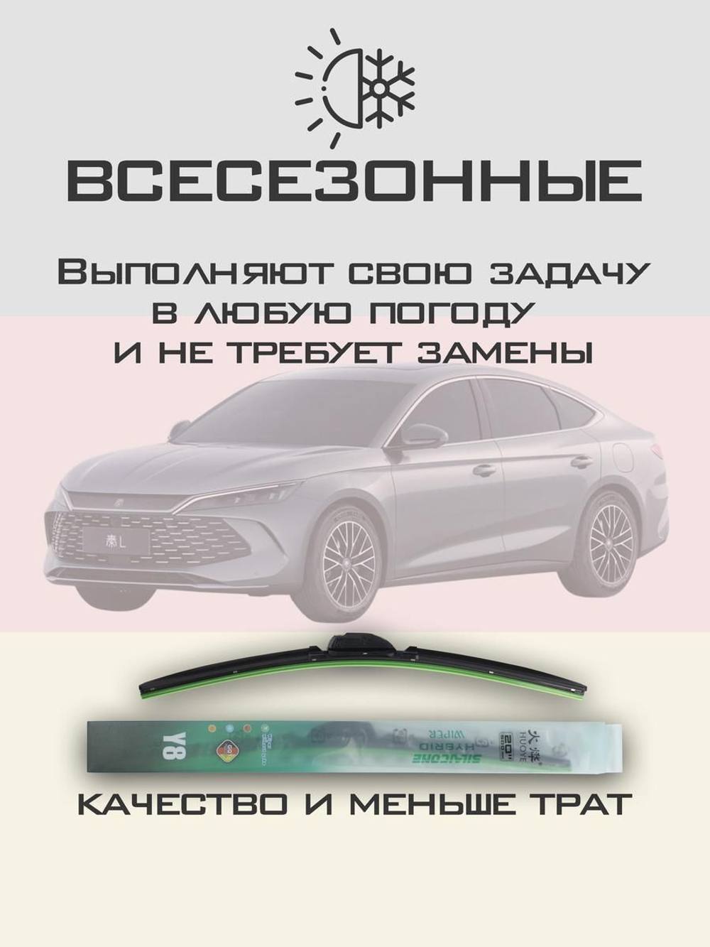 Щетки стеклоочистителя HUOYE Y8 650/400 мм на BYD Qin | Push button