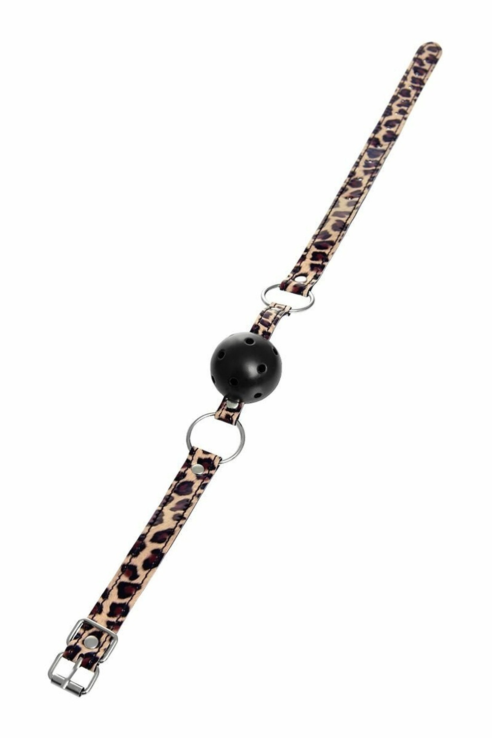 Черный кляп-шар на леопардовых ремешках Anonymo (Цвет: черный с леопардовым)