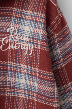 ZARA КУРТКА-РУБАШКА В КЛЕТКУ С КОНТРАСТНЫМ КАПЮШОНОМ ИЗ МЯГКОЙ ТКАНИ, ГРАНАТОВЫЙ