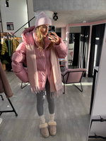 Пуховик Рокет розовый в полоску