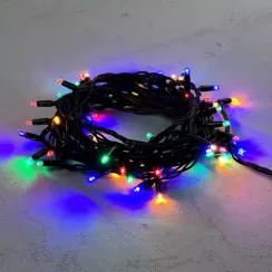 Гирлянда Нить 10 м., разноцветный, 220В, 75 LED, Провод Черный Каучук, IP65, LTC (LL75-1-2M)
