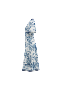 Платье льняное на пуговицах сине-белое 07-02-25 SS