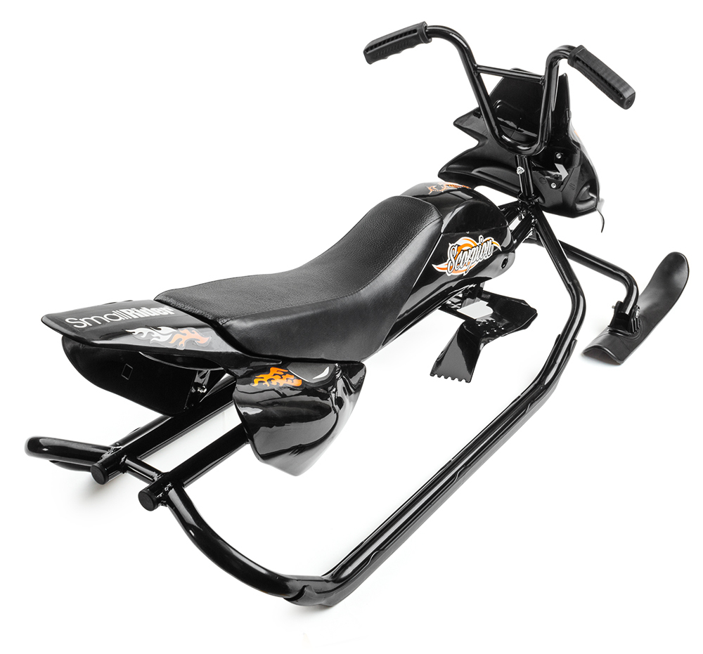 Снегокат-снегоход Small Rider Scorpion, две лыжи спереди (черный с оранжевым)