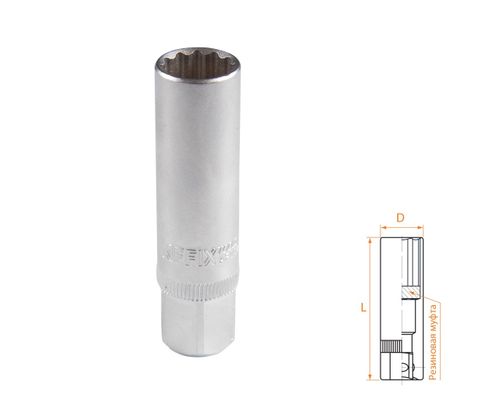 AFFIX (AF00232014) Головка свечная двенадцатигранная 3/8", 14 мм, резиновый фиксатор