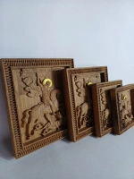 Освященная Икона Святой Георгий Победоносец, дуб 11.5х10.5см