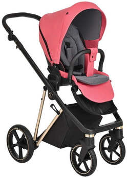 Детская коляска Roan Sol Luxury 3 в 1 с автокреслом Tutis Elo Lux Black RSL/4040 Viva Magenta/Gold