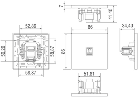 Компьютерная розетка RJ45 cat.6/ClassE,  латунь,  серия N96