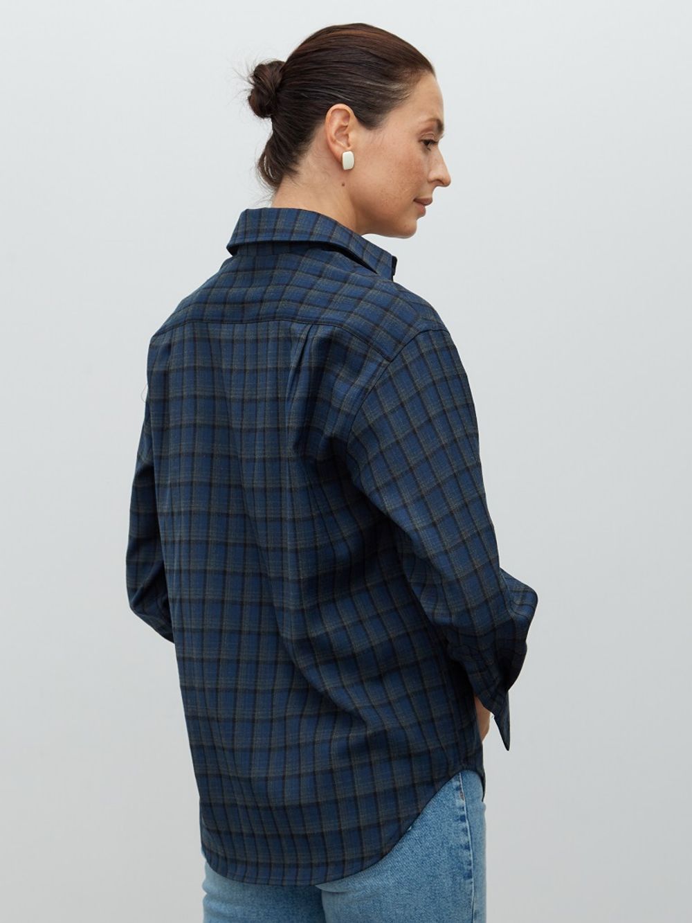 Рубашка Хельсинки синяя клетка шерсть