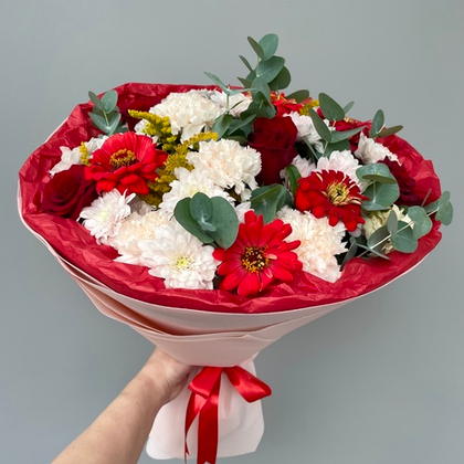 Букет Микс (Хризантема, Гвоздика, Роза)