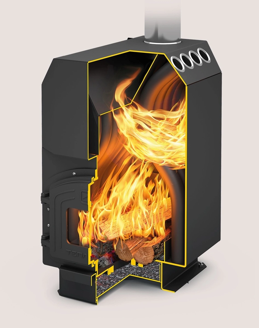 Отопительная печь ТОП-модель-300 с чугунной дверцей