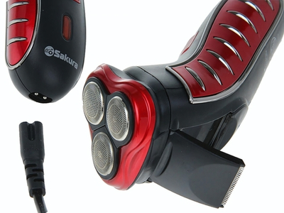 Бритва электрическая SA-5414RB 3 головки триммер сухое бритьё, работает от аккумулятора