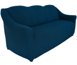 Чехол Жаккард на 3-х местный диван без оборки, цвет Темно-синий