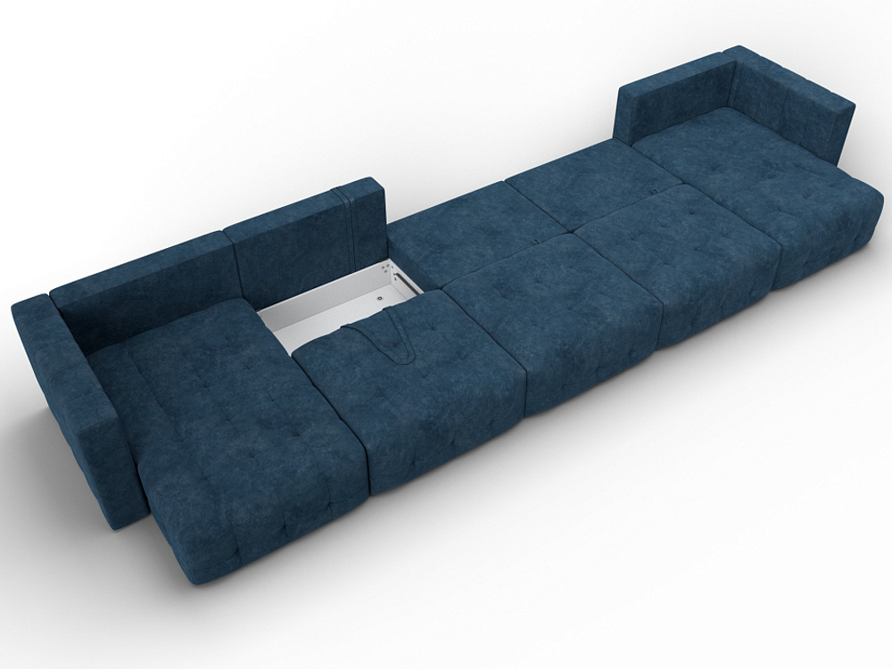 Диван П-образный Лига-052 НПБ МегаЛонг, BRUT 11 ВЕЛЮР синий