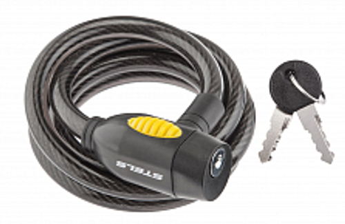 Трос-замок 12x1500мм 87112 STELS с ключом, черный