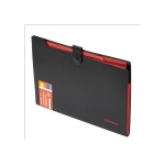Папка на кнопке А-4 5 отделений, BRAUBERG "Extra", черная с красным, 274095