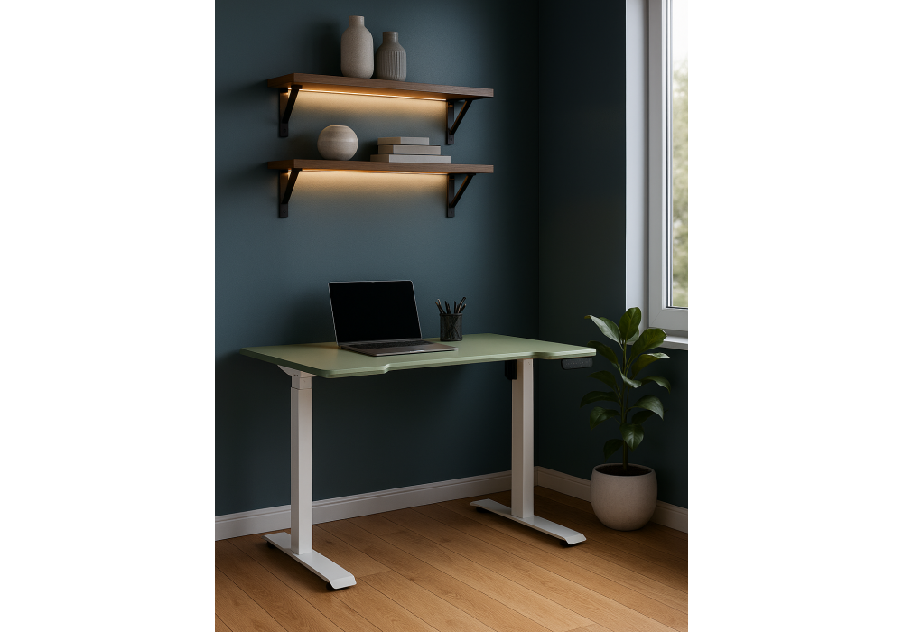 Компьютерный стол Woodville Маркос 140х80 зеленый , белый, ножки белые