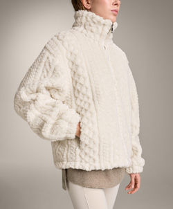 Oysho Куртка из искусственной овчины с вязка косичкой, экрю