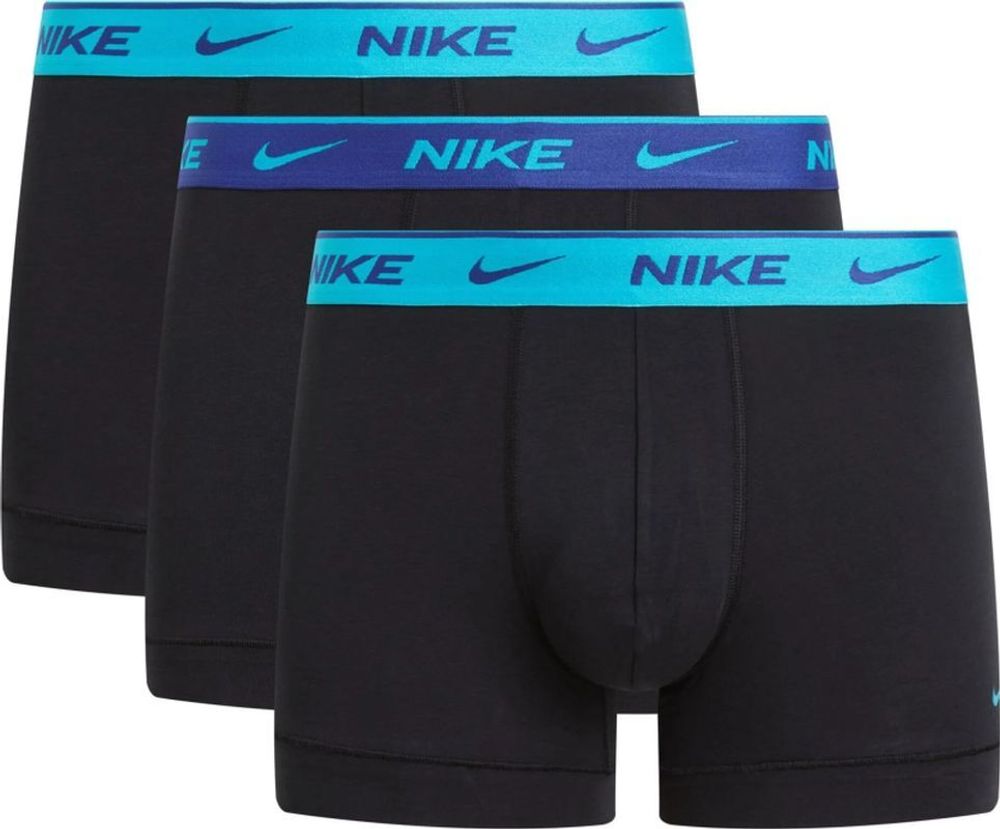 Мужские спортивные боксеры Nike Dri-Fit Everyday Cotton Stretch 3P - черный/пыльный кактус/королевский синий