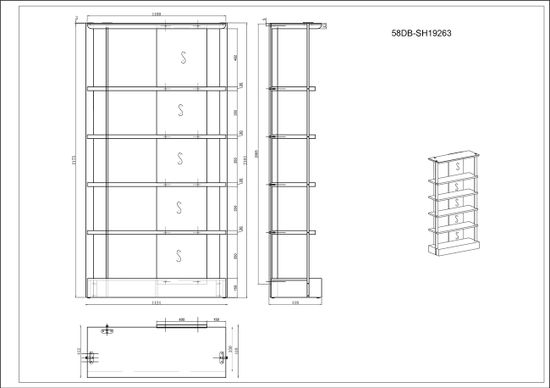 58DB-SH19263 Стеллаж Bel Air 112,4*41,8*218см