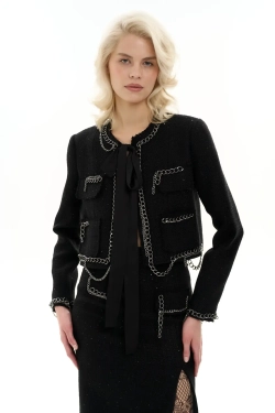 Юбка-миди с разрезом с цепями