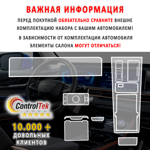 EXEED LX (2022) - комплект защитных пленок 3 в 1. Пленка защитная ControlTek HYBRID со слоем TOP COAT. Толщина: 6 mil. (175 мкм.)