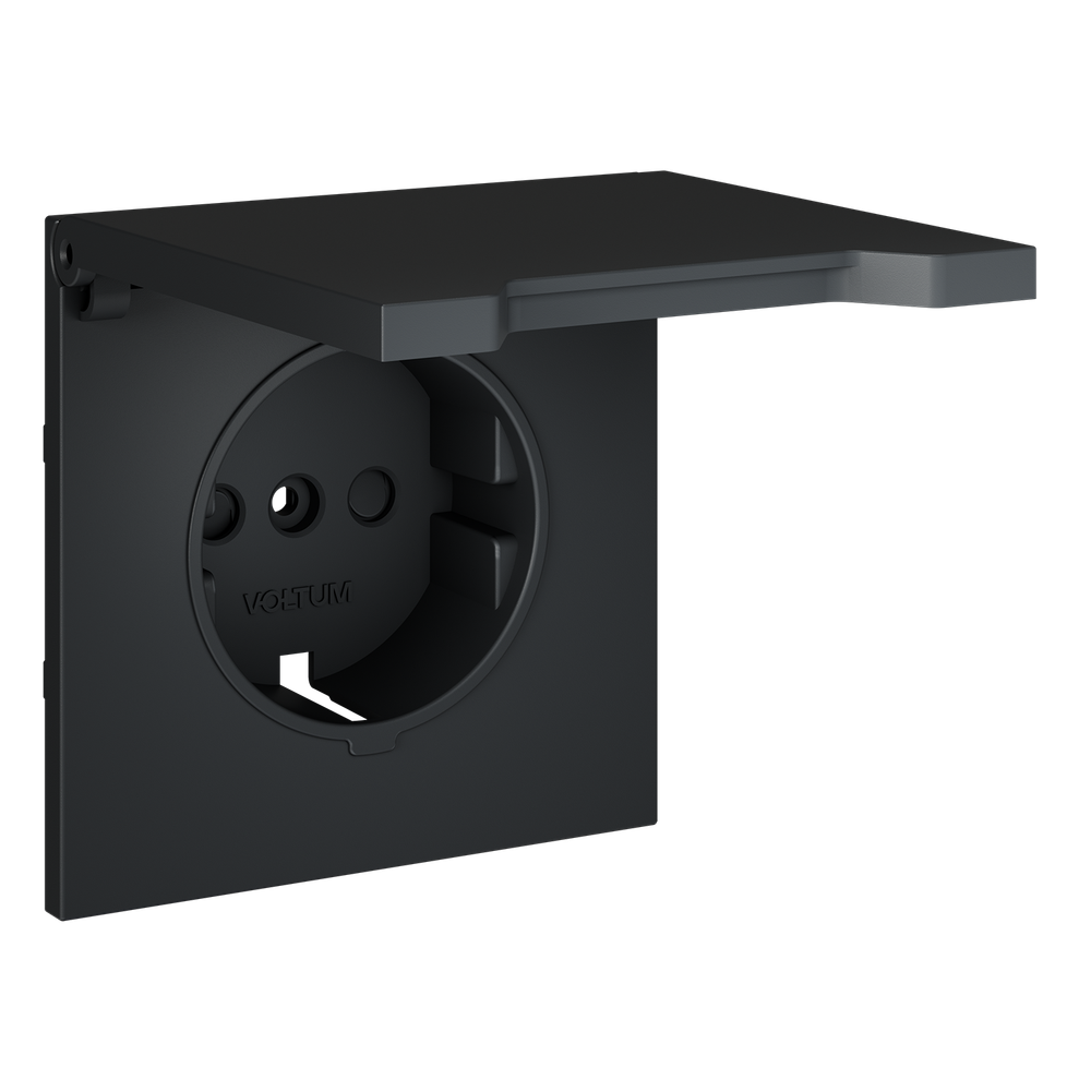 Накладка для розетки с заземлением, защитными шторками и крышкой, S70 (графит)