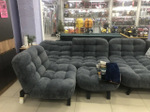Акция!!!Набор мягкой мебели цвет серый диван+оттоманка+кресло+пуф