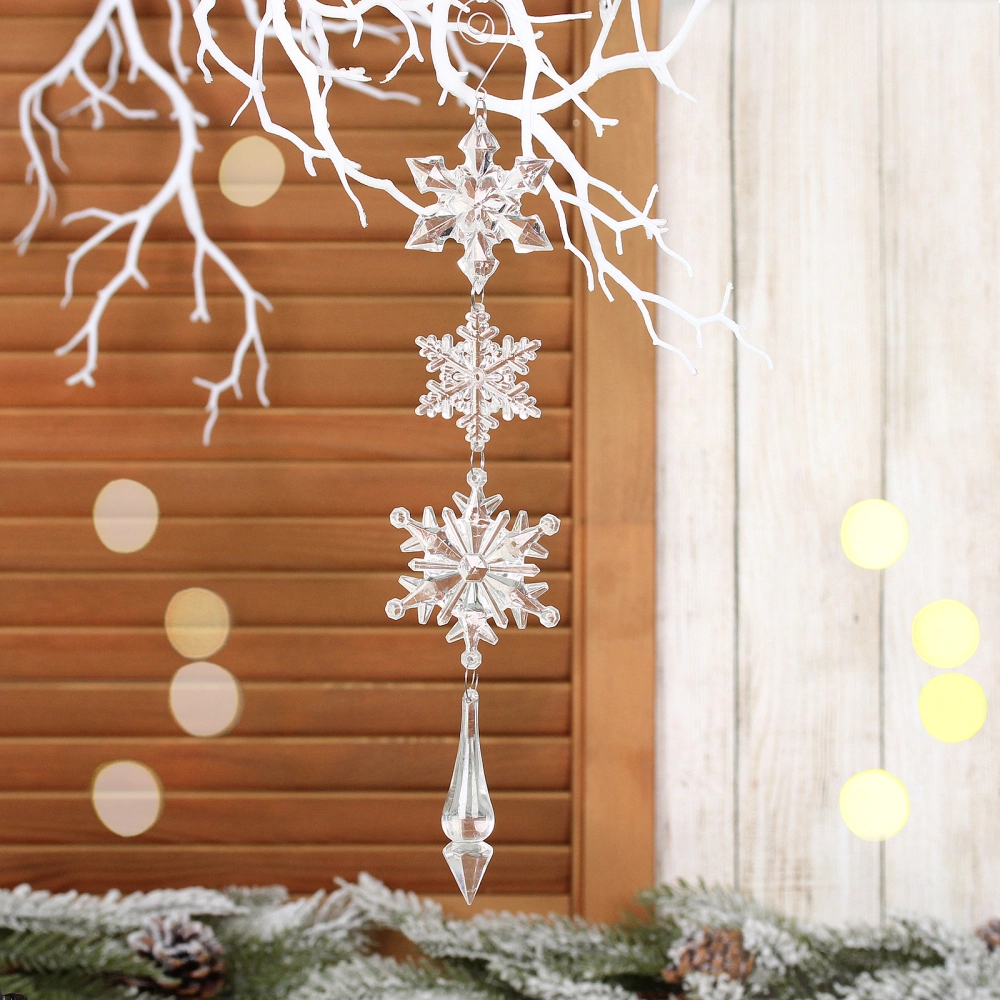 Подвеска «Волшебная снежинки» 32 см, Прозрачный