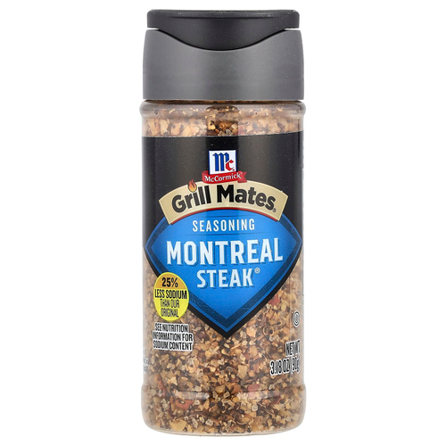 McCormick Grill Mates, Montreal Steak®, приправа, на 25% меньше натрия, 90 г (3,18 унции)