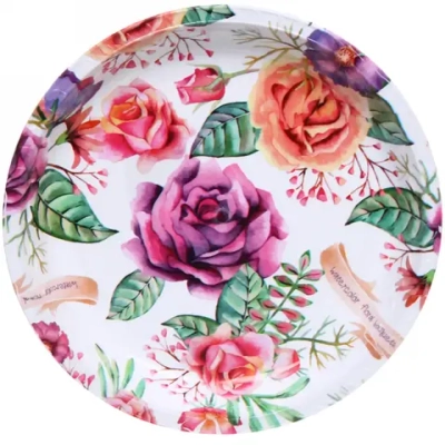 Поднос пластиковый «Розы» 25см