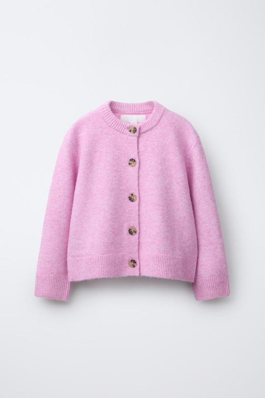 ZARA ОДНОТОННЫЙ КАРДИГАН, РОЗОВЫЙ