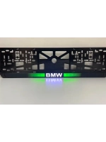 Рамка для номера с белой подсветкой. GLOGO BMW