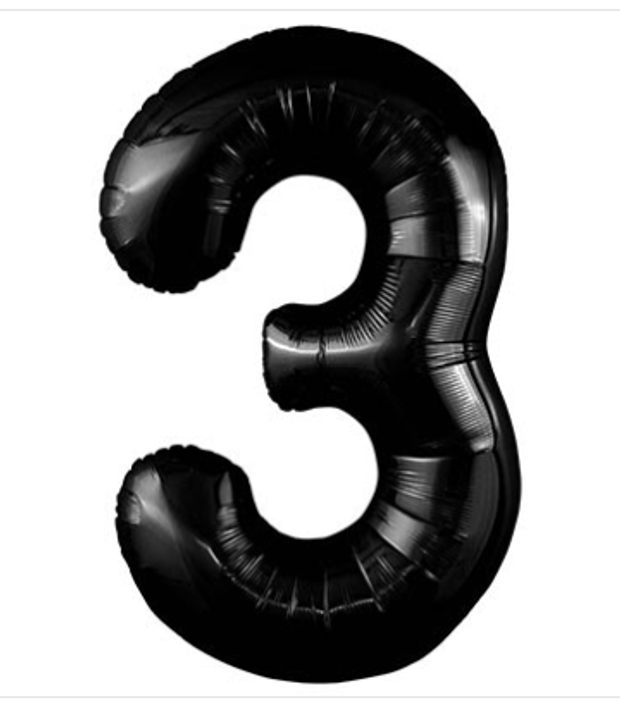 Agura Шар 40'' / 102 см "Цифра 3" Slim Черный блеск (БГ-60)